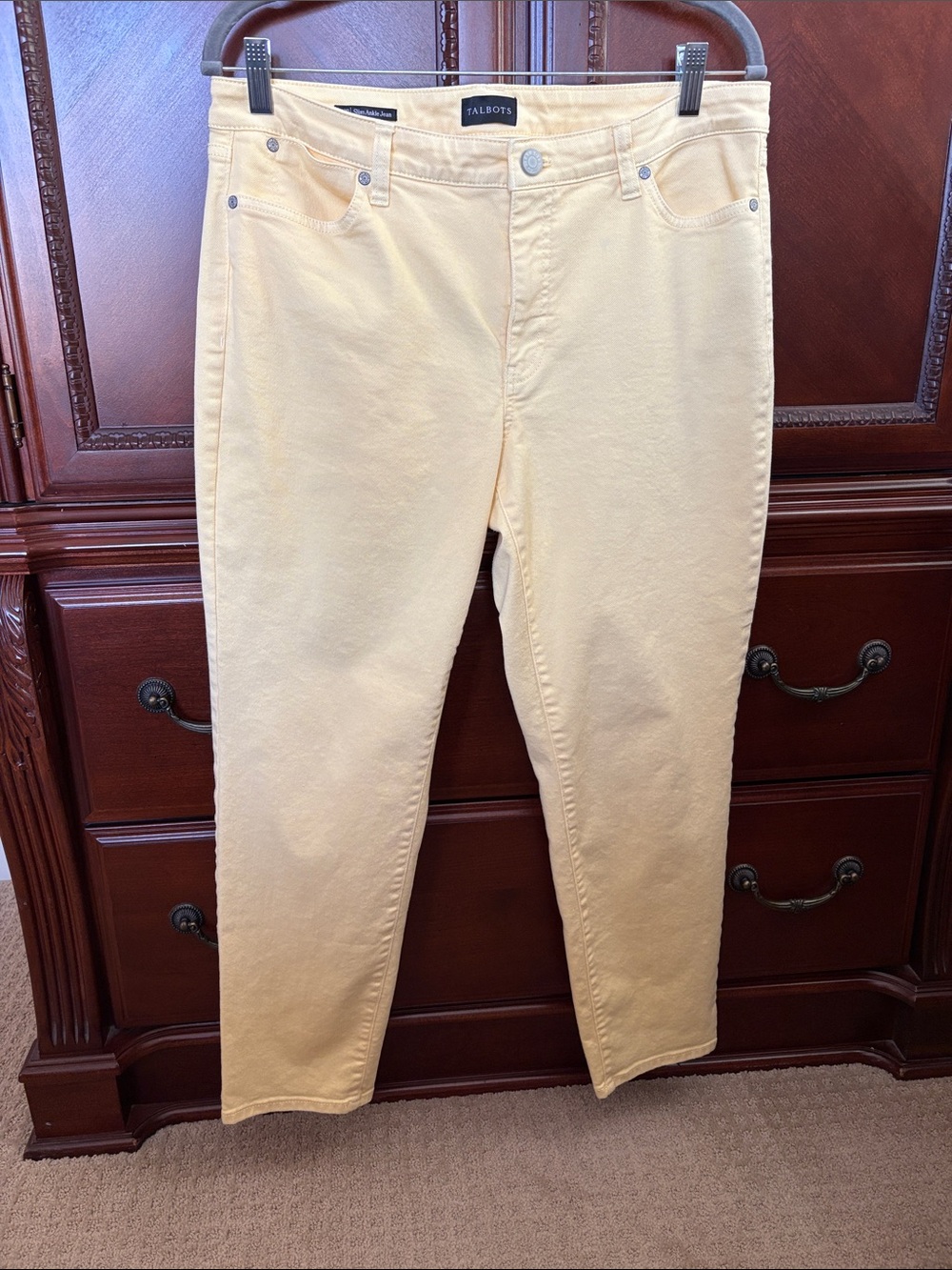 Talbots Cropped High-Rise Jeans in Pale Yellow